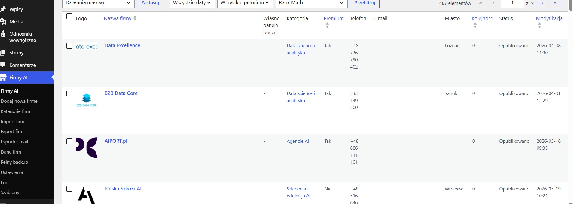 AIport.pl business directory plugin screenshot