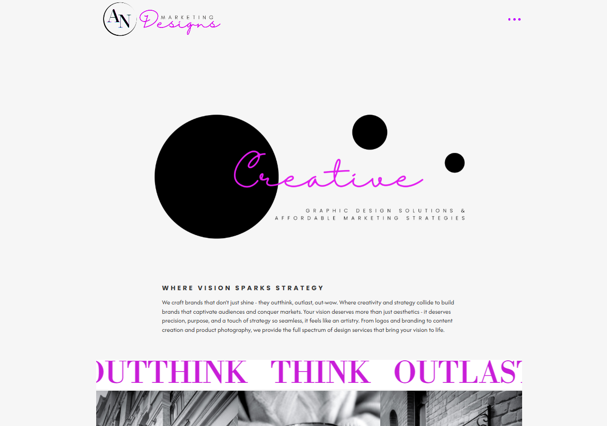 AN Marketing Designs website screenshot